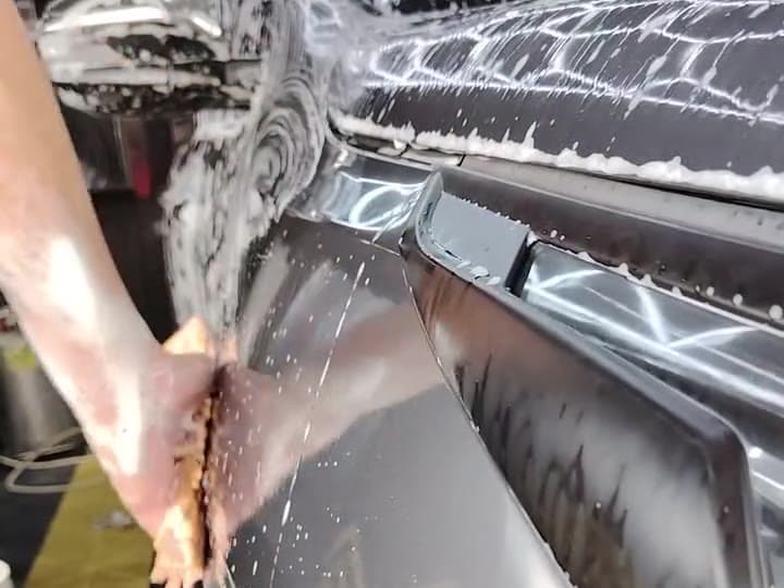 Foam wash in progress
